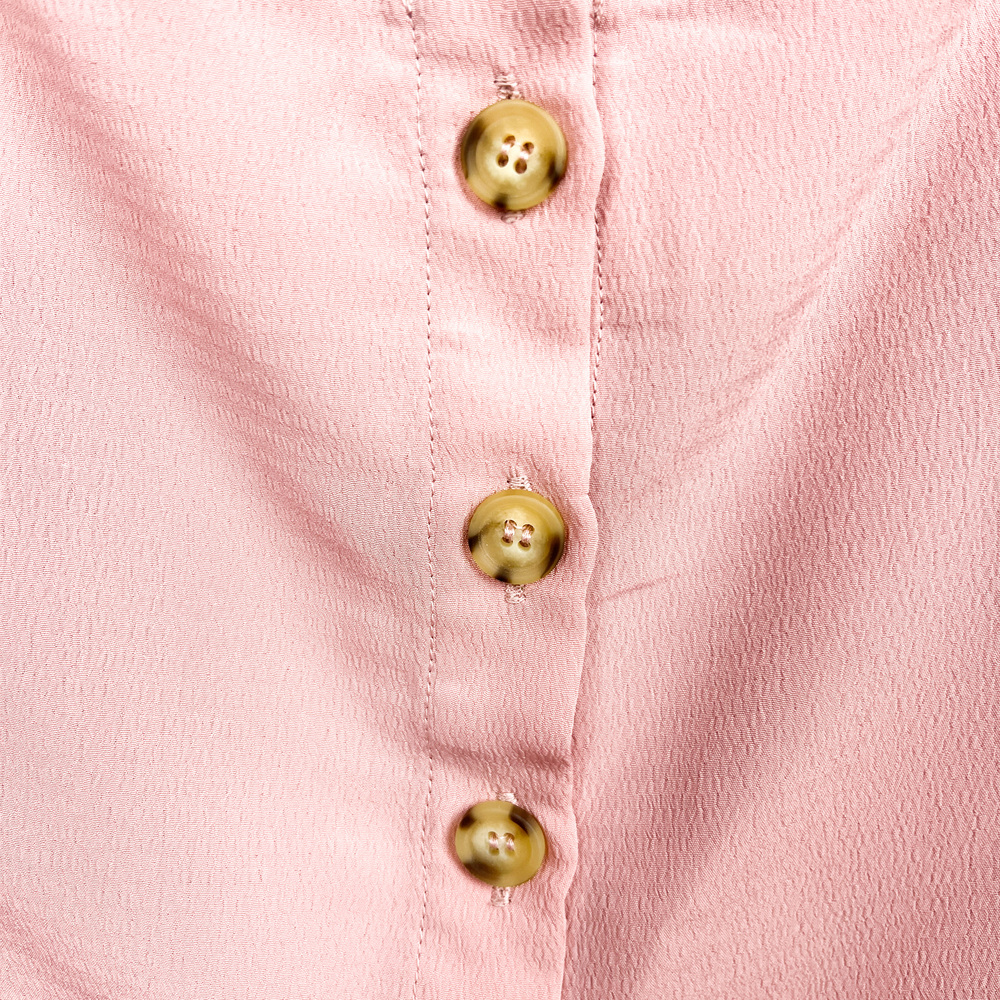 Active USA NWT Short Sleeve Button-Up Light Pink Crop Top - Picture 6 of 9